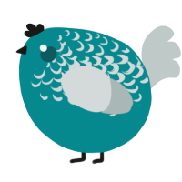 A teal and silver chicken with a half-lace pattern