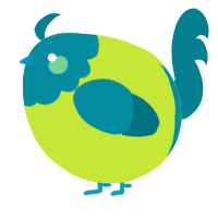 A lime and sea chicken with a head pattern