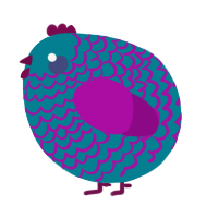 A sea and plum chicken with a lace pattern