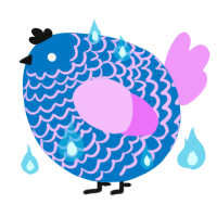 A sapphire and lavender chicken with a lace pattern