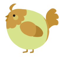 A lemon and gold chicken with a head pattern