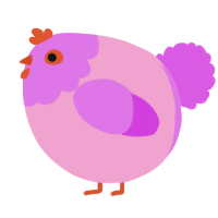 A pink and orchid chicken with a head pattern