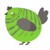 A grass and grey chicken with a bar pattern