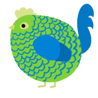 A grass and sapphire chicken with a lace pattern