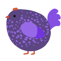 A overcast and blurple chicken with a speckle pattern