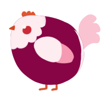 A maroon and rose chicken with a head pattern
