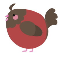 A red and bark chicken with a head pattern