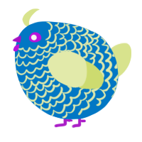 A sapphire and lemon chicken with a lace pattern