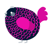 A tumblr and fuchsia chicken with a lace pattern