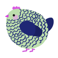 A gluppy and navy chicken with a lace pattern