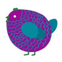 A plum and sea chicken with a lace pattern