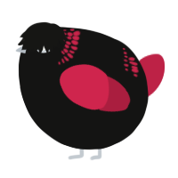 A black and crimson chicken with a neck-band pattern