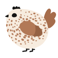 A cream and brown chicken with a speckle pattern
