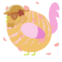 A honey and lavender chicken with a bar pattern