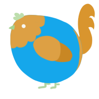 A sky and orange chicken with a head pattern
