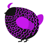 A black and amethyst chicken with a lace pattern