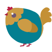 A sea and gold chicken with a head pattern