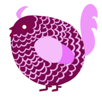 A wine and lavender chicken with a lace pattern