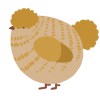 A beige and gold chicken with a bar pattern