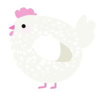 A white chicken with a speckle pattern