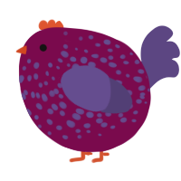 A wine and overcast chicken with a speckle pattern
