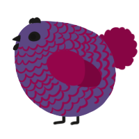 A overcast and maroon chicken with a lace pattern