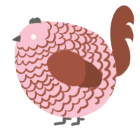 A rose and russet chicken with a lace pattern