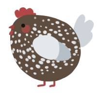 A bark and mist chicken with a speckle pattern