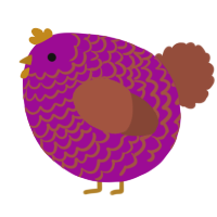 A plum and russet chicken with a lace pattern