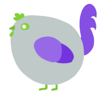 A silver and blurple chicken