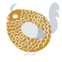 A gold and mist chicken with a lace pattern