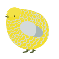A yellow and silver chicken with a lace pattern