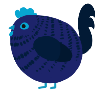 A navy and tumblr chicken with a bar pattern