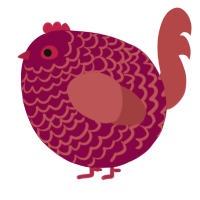 A maroon and red chicken with a lace pattern