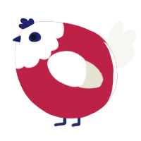 A crimson and white chicken with a head pattern