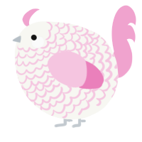 A white and pink chicken with a lace pattern