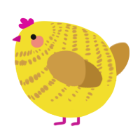 A yellow and gold chicken with a bar pattern