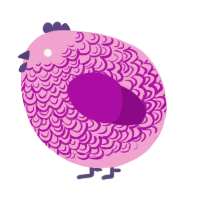 A pink and plum chicken with a double-lace pattern