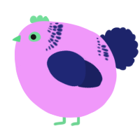 A lavender and navy chicken with a neck-band pattern