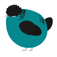 A teal and sable chicken with a neck-band pattern