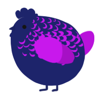 A navy and amethyst chicken with a half-lace pattern