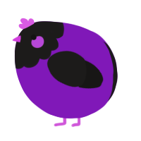 A violet and sable chicken with a head pattern