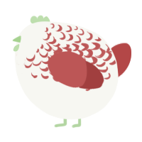 A white and red chicken with a half-lace pattern