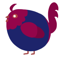 A navy and maroon chicken with a head pattern