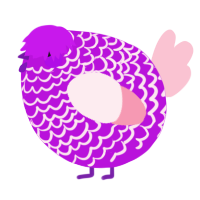 A amethyst and rose chicken with a lace pattern