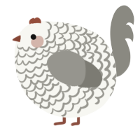 A white and ash chicken with a lace pattern