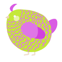 A lime and orchid chicken with a lace pattern