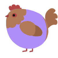 A lilac and brown chicken with a head pattern