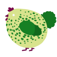 A lemon and leaf chicken with a speckle pattern
