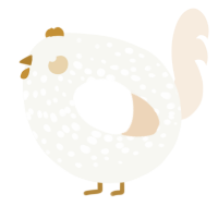 A white and cream chicken with a speckle pattern